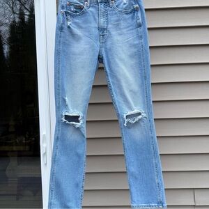 Gap Woman’s Vintage Slim High Rise Light Wash Distressed Jeans Size 26/2R